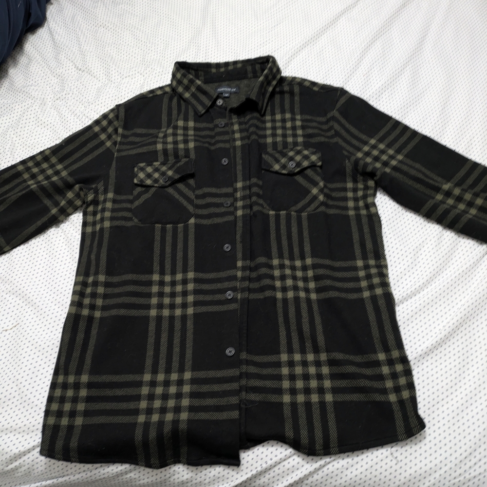 Warehouse Black and Green Plaid Utility Jacket